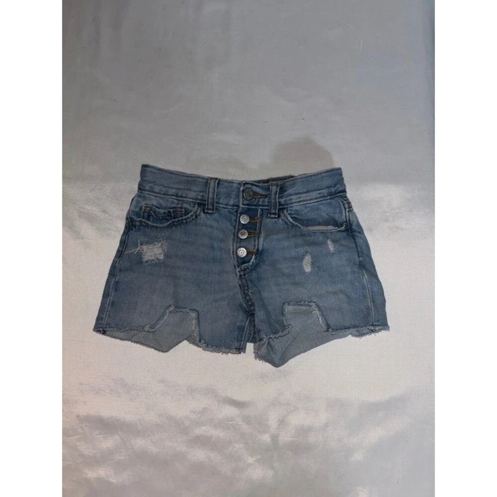 Old Navy Light Wash Distressed Denim Shorts Button Fly Frayed Hem Kids